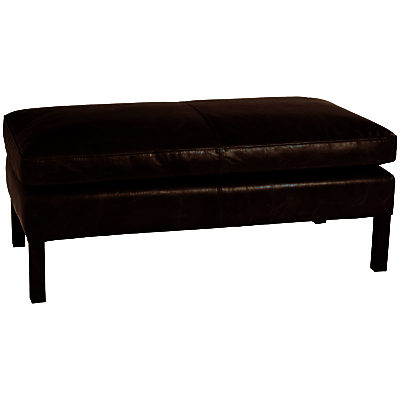 Halo Groucho Leather Footstool Old Saddle Black